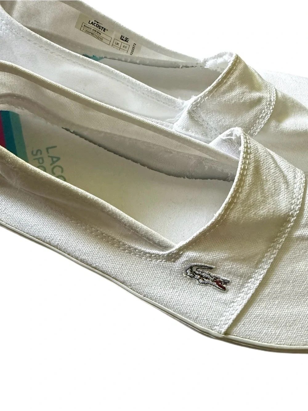 Lacoste Marice Canvas Slip On Sneakers White Women’s UK 6.5 US 8.5